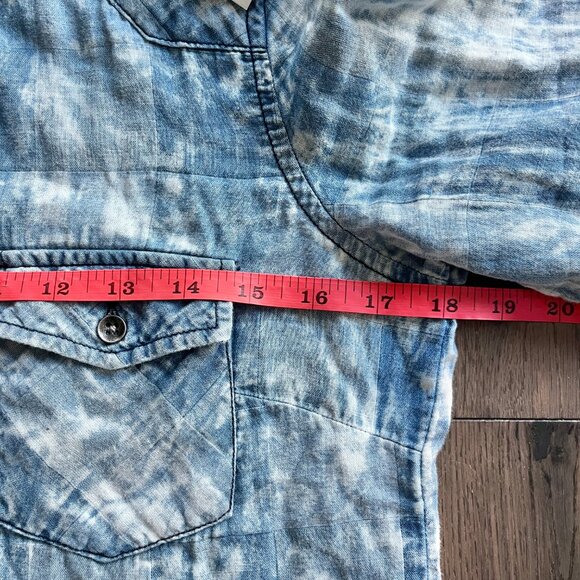 Lovestitch Bleached Blue Plaid Button Up Shirt NWT Size S Cotton Western Casual - Picture 6 of 7